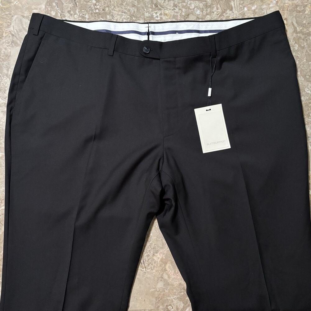 Suitsupply Pants Mens 56 (45x30) Black Brescia 100% Wool Dress Slacks Reda NEW